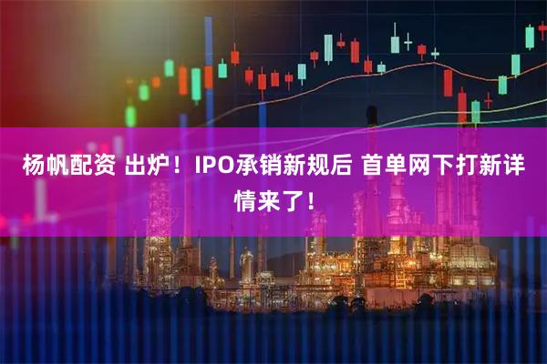 杨帆配资 出炉！IPO承销新规后 首单网下打新详情来了！